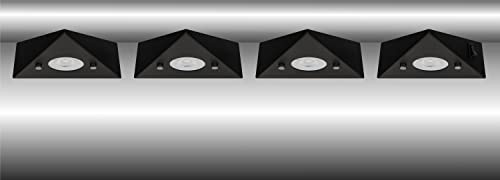 Trango Lot de 4 éclairage d'armoire de cuisine noir mat 6740-45 *COOK* encastrable - spot encastré avec module LED 4x 4,8 watts 3000K lumière triangulaire blanc chaud - 230V extensible