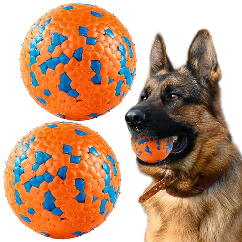 FUSOTO 2Pcs Dog Balls, Tennis Balls for Dog Aggressive Chewers, for Large Medium Small Puppy, Training Catch&Fetch, Water Floats Toys, Orange