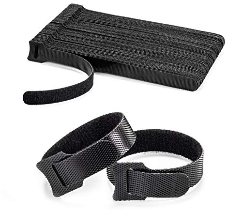 OneLeaf 80PCS Reusable Cable Ties, 150mm Black Adjustable Cord Organiser Ties, Multi-Purpose Hook Loop Cable Management Wire Ties for Organising Home, Office, Data Centers