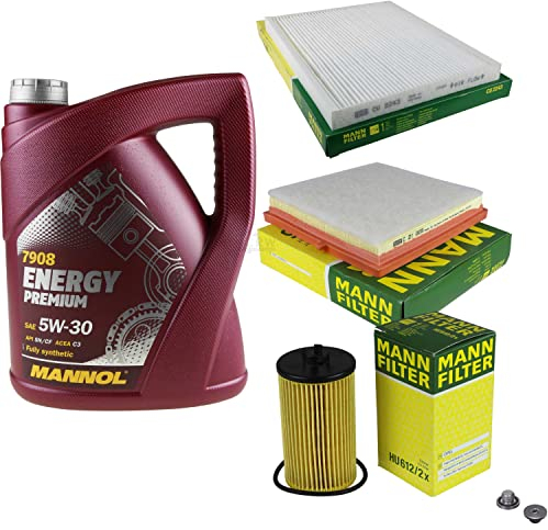 EISENFELS Filter Set Inspektionspaket erstellt mit 5 L Motoröl MANNOL Energy 5W-30, MANN-FILTER Ölfilter, Luftfilter, Innenraumfilter, Verschlussschraube