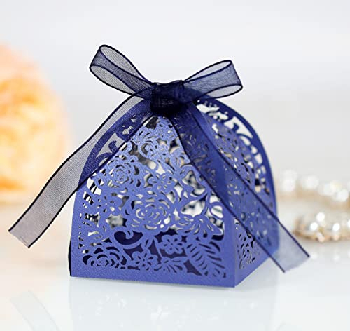Wambere 25 Stück Geschenkbox Geschenkschachtel Aushöhlen Kleine Box Schachtel Geschenkschachteln für Hochzeit Süßigkeiten Verpackung Geburtstagsfeier Weihnachtsfeier Geschenkboxen,Blau