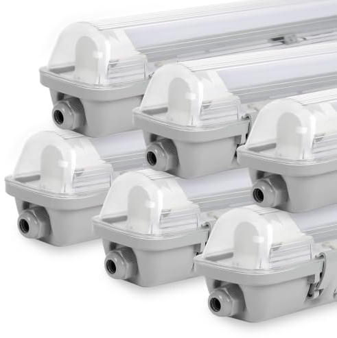 Cecaylie LED Feuchtraumleuchte 150cm 6 Stück 24W LED Röhre, IP65 LED Leuchtstoffröhre, Kaltweiß 2040lm 4000K Wannenleuchte, T8 Werkstattlampe, für Garage Werkstatt Büro Warenhaus