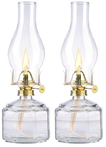 Lunartec Retro-Petroleumlampe: 2er-Set Petroleum-Sturmlaternen, Abnehmbarer Dochteinsteller, 28 cm (Indoorlaternen, Indoorleuchte)