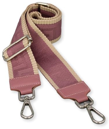 Brise Art Taschengurt, 5 cm Breit, Verstellbarer Schultergurt 80-130 cm | Taschenriemen aus Polyesterstoff & Leder, 360° drehbare Metallkarabiner in Silber