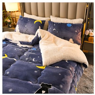 HonunG Dicke Bettdecke,Winter Steppdecke Dicker Lamm-Kaschmir, Decke, Flauschige Kaschmir-Steppdecken, Winterwarm, Bettdecke Baumwolle Winter Winter Warmer Lamm Samtkern (150x200cm 1.75kg,D)