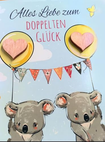 Generisch Karte zur Geburt von Zwillingen, Grußkarte Baby, Nachwuchs, Zwillinge (rosa-rosa)