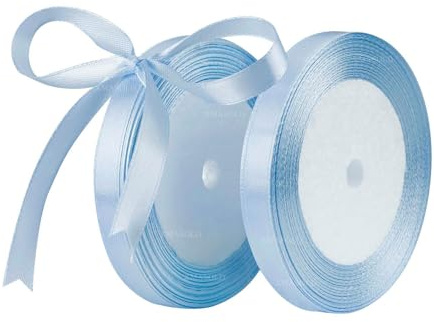 Hellblau Satinbands 10mm Breit, Geschenk Band 22m Geschenkband für Geschenkverpackungen, Weihnachtsband, Handwerk, Blumensträuße, Schleifenherstellung, Geburtstags- und Hochzeitsdekorationen