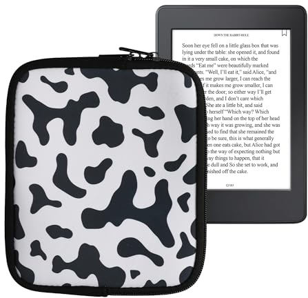 kwmobile Custodia Universale per eReader - Copertina in Neoprene Nero/Bianco con Chiusura a Zip - Misura - Astuccio portatablet
