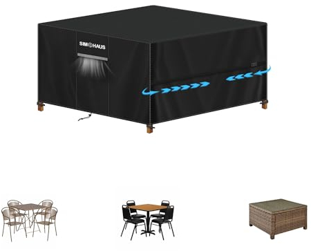 SIMPHAUS Schutzhülle für Gartenmöbel Abdeckhaube für Gartenmöbel Winterfest Plane für Gartenmöbel Abdeckhauben für Möbelsets Abdeckung Gartenmöbel Quadratisch Wasserdicht 420D Oxford Gewebe 115x115x75