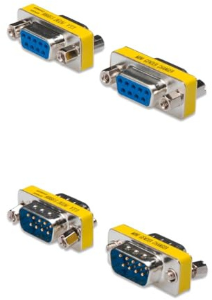 DIGITUS Set: D-Sub 9 Gender-Changer - Adaptador - Conector Hembra de 9 Polos - RS-232 - RS-485 - TTL - Carcasa metálica - 10x (Hembra a Hembra) - 10x (Macho a Macho)