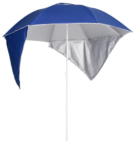 Ombrellone da spiaggia con pareti laterali, blu, 215 cm, 318837, Grandes