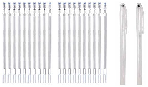 Hitzelöschbare Stifte, 2 Stück, verschwindende Hochtemperatur-Stifte, Stoffmarkierungsstifte mit 20 Nachfüllungen für Leder, Nähen, Quilten, Schneiderei (weiß)