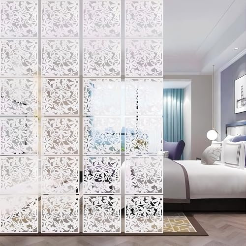 uyoyous Divisorio da appendere 24 pannelli in PVC per schermo domestico in PVC, divisorio bianco per casa, hotel, soggiorno, camera da letto, soggiorno, decorazione