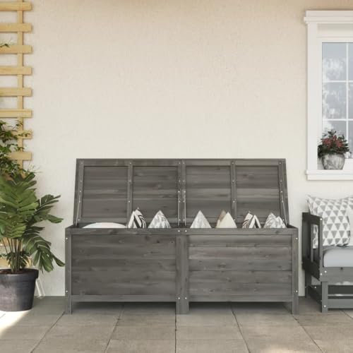Juroupi Gartentruhe Anthrazit 150x50x56,5 cm Aufbewahrungsbox Garten GeräTeschrank Gartentruhe Balkon Box Auflagenboxen Massivholz Tanne