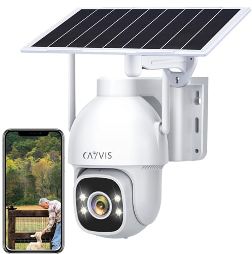 CAYVIS 3G/4G LTE Überwachungskamera Aussen mit SIM Karte Kabellos, Solar PTZ IP Kamera Outdoor mit 2K Farb-Nachtsicht 355°/95° Schwenkbar TF-Kartenslot 24/7 Video 2-Wege-Audio IP66