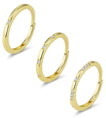 ALEXCRAFT Ringe Set mit Zirkonia für Damen Mehrlagige Layer Stapelbar Ringe