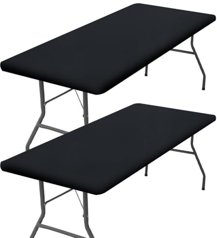 GORGECRAFT 2 Packung Rechteckige Picknick Tischdecke Wasserdicht Elastisch Polyester Tischdecke Passend Für 6 Fuß Klapptische Abwischbare Und Waschbare Tischdecken Für Camping Bankette Im Freien