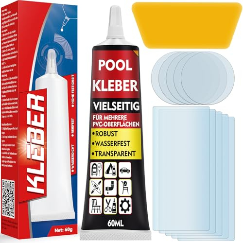 AstraVox Pool Reparaturset Wasserdicht, Heavy Duty Poolfolie Reparaturset, Pool Flicken Unterwasser, PVC Kleber Geeignet Für Whirlpool, Planschbecken, Luftbett, Schlauchboot (86.9, Gramm)