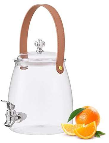 Drink Dispenser with Tap - 3/5/9L Leakproof Fridge Water Dispenser - Anti-Blocking Large Capacity Juice Jugs, Tea Pitcher with Handle for Bar Camping Kitchen Outdoor Travel Table Picnic Fridge, Beer