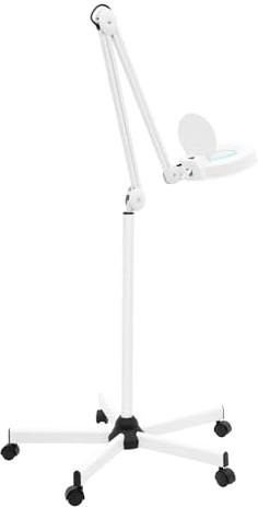 Babeenoo - Lot de 5 lampes loupes LED avec pied - Lampe loupe LED avec trépied - 24 W - Bras pivotant - Loupe 5X - Blanc - Moderne - Acier inoxydable et ABS