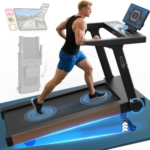 Cowmew Laufband für Zuhause mit 20% Steigung, 1-20km/h, 7PS,App-kompatibles | Laufband klappbares mit 36 Programme, Pulssensor, LED-Anzeige, Tablethalterung, Belastung 180Kg Laufband für Zuhause und Büro