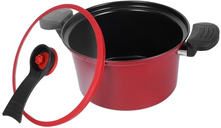 Gatuida Olla de Presión con Tapa Olla Antiadherente Multifuncional para Sopa y Guisos Roja Resistente Altas Temperaturas para Cocina Diaria