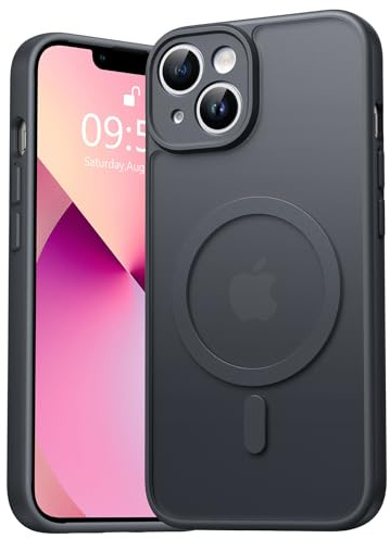 EASDNB für iPhone 13 Hülle für Magsafe mit Kameraschutz, Magnetisch Handyhülle für iPhone 13 Stoßfeste Kratzfeste Durchscheinende Matt Rückseite Schutzhülle für iPhone 13 Case, Schwarz