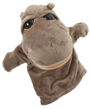 HEALSOPTHY Weicher Hippo Handpuppe Plüschspielzeug mit Beweglichem Mund Interaktives Lernspielzeug für Geschichten Erzählen Puppentheater Kinderspiele und Kreative Unterhaltung