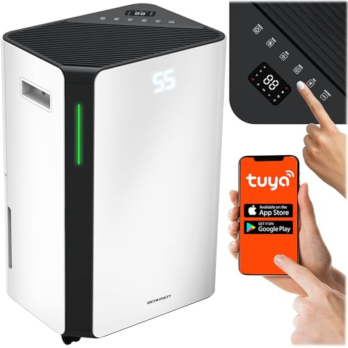 Berdsen Deshumidificador eléctrico – 20 L/24 h – Control WiFi LED App – Silencioso ahorro de energía Purificación de aire – Blanco