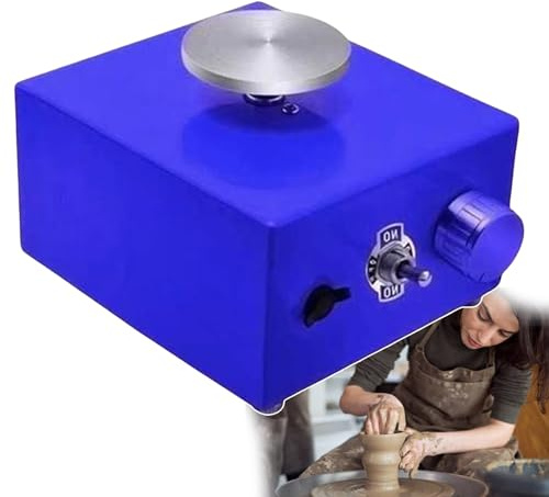 torno de alfarero, Máquina eléctrica de cerámica 2000 RPM con plato giratorio 6,5 cm y 10, herramienta for arcilla for trabajos arte, manualidades, moldeo, regalos bricolaje en el hogar(Blue)