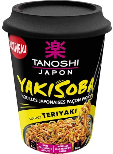 TANOSHI - Nouilles Japonaises Savoureuses pour Wok, Texture Fondante, Bol 90g - Lot de 4