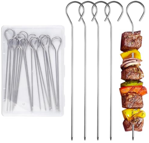 20 Stück grillspieße, 15cm fleischspieße edelstahl mit Aufbewahrungsbox | Aus Spiesse Grill, Metall-Kabob-Spieß, Adana Metallspieße, Stainless Steel Skewers für Lagerfeuer Oder Grillschale