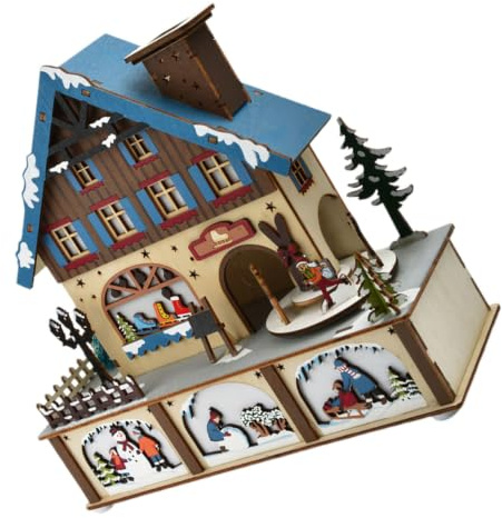CIMAXIC Led-belyst Träjulhus för Inomhusdekoration Julby med Varm Belysning Batteridrivet Festligt Bordssmycke för Högtidsstämning