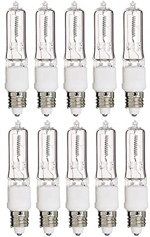 KOR (Pack of 10) Q50CL/MC - 50 Watt JD T4 E11 Mini Candelabra Base 120V Clear Light Bulbs