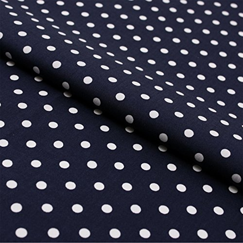 Hans-Textil-Shop Baumwollstoff Marine Blau Dunkelblau Gepunktet – Stoff Meterware 140 cm – Dunkelblauer Stoff mit weißen Punkten – Punkte Stoff Baumwolle für Kissen, Bettwäsche, Kinderstoff, Deko