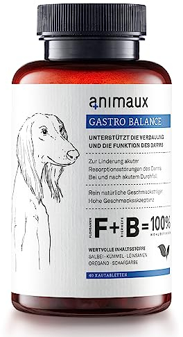 animaux Gastro Balance für Hunde – 40 x 2,5 g Kautabletten – Bei Durchfall – Diät-Ergänzungsfuttermittel zur Stabilisierung der Darmfunktion