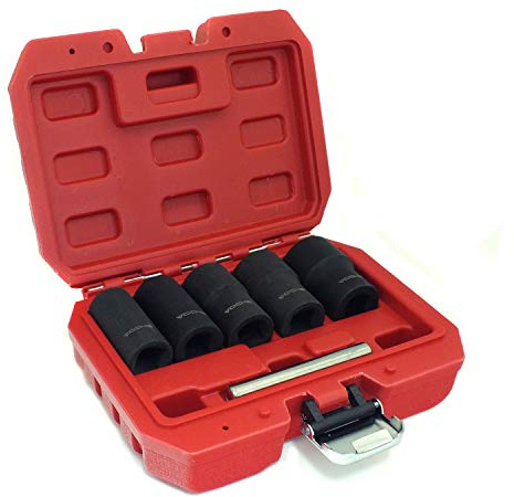 Voche 6PC Grip n Twist Socket Set with Storage Case | for The Removal of Locking Wheel Nuts or Damaged Bolts | Includes 17mm, 19mm, 21mm, 23mm & 27mm Sockets