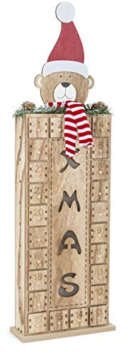 small foot company Adventskalender aus Holz Bär mit Schriftzug Dekoration, Natur, Einheitsgröße