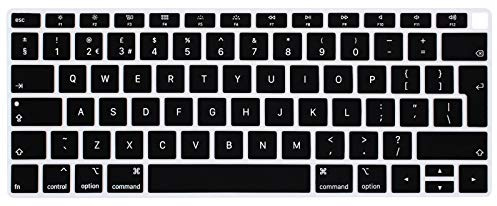 Se7enline for MacBook Air Keyboard Cover 13 inch 2018-2023 A1932 | Silicone Waterproof Dustproof Durable Washable Laptop Accessories 2023 2022 2021 2020 2019 2018(EU Layout)Black