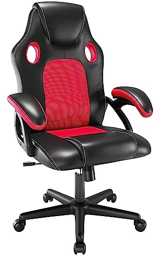 play haha Office Chair,Ergonomic High Back Seat With Breathable Mesh Insert Padded Armrests Durable Base Lumbar Support Faux Leather Surface For Gaming Home Or Office Use Gaming Chair