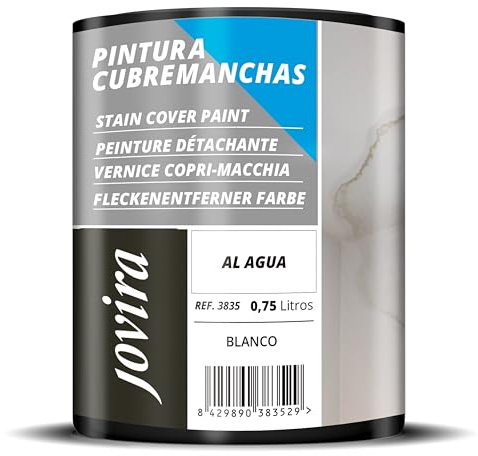JOVIRA PINTURAS Peinture Anti-Tâches de graisse, nicotine, fumées, stylo, café, à l'eau. Spéciale pour couvrir définitivement les taches difficiles. (750 Millilitres, Blanc)
