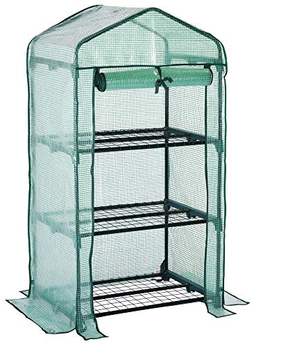 GARDEBRUK Gewächshaus Foliengewächshaus Platzsparend 126x49x69cm | Stabil, Mit 3 Ablagen, Aufrollbarer Tür, Balkon, Garten, Tomatengewächshaus