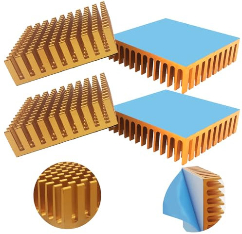 Dissipateur Thermique, CTRICALVER Radiateur en aluminium, pour système de dissipateur pour CPU Graphiques Radiateur Thermique (4 pièces, or)