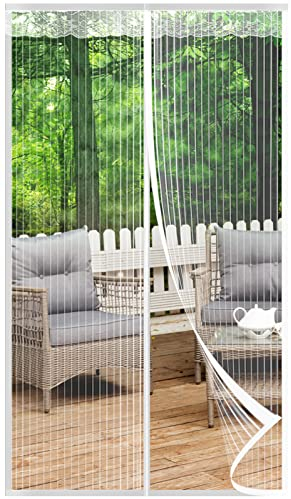 Fly Screens Doors Nets Patio Curtain Insect Mesh for Keeping Out Flies & Bug, Flyscreen French Doors, Screen Door Fly Screen, Magnetic Fly Curtain (100x200cm, White)