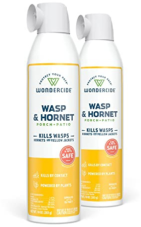 Wondercide - Wasp and Hornet Killer Aerosol Spray with Natural Essential Oils - Kill Wasps, Hornets,and Yellow Jackets - for Porch, Patio, and Outdoor Areas - Pet and Family Safe - 10 oz - 2 Pack