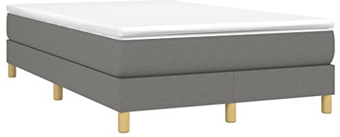 vidaXL Boxspringram, tyg, mörkgrått, 120 x 200 cm, säng, sovmöbler, sängbotten, spjälsäng, sängram, dubbelsäng, resår, sängar, spjälsängar