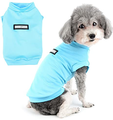 Zunea Kleine Hunde Shirts Schnell Trocknen Sommer T-Shirts Kühlende Welpenkleidung Weiche Ärmellose Weste Tank Top Atmungsaktiv Dehnbar Chihuahua Bekleidung Sonnenschutz für Heißes Wetter Blau M