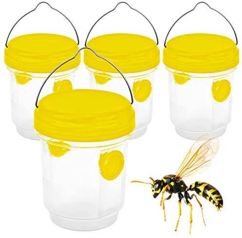 Wespenfallen Für Draussen, Wespenfalle Zum Aufhängen, Lebendfalle Wespen, Insektenfalle Innenbereich/Aussenbereich, Wespen Abwehr Garten, Bienen Falle, Wespen Fänger Glas Wasp Trap Balkon Dach 4er Set