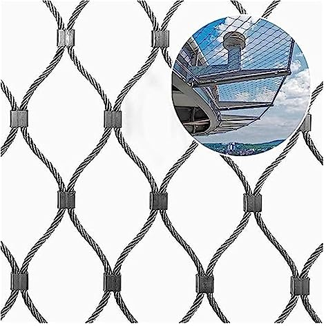 Drahtseilnetz aus Edelstahl 304, flexibles Kabelgeflecht-Gartennetz, Balkon-Treppengeländer-Schutzbegrenzungs-Fallschutznetz, Nutztierbarriere-Dekorzaun (Farbe: Silber, Größe: 1 x 1 cm) ( Size : Thick