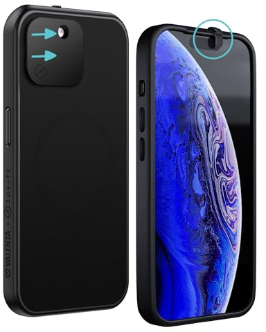 Spy-Fy iPhone 15 MagSafe Kompatibel Hülle mit Kameraschutz | Handy Kamera Abdeckung vorne und hinten | Schutzhülle mit Kickstand | Privacy Case | Handyhülle Schwarz | 2 Meter Fallschutz | 6,1 Zoll
